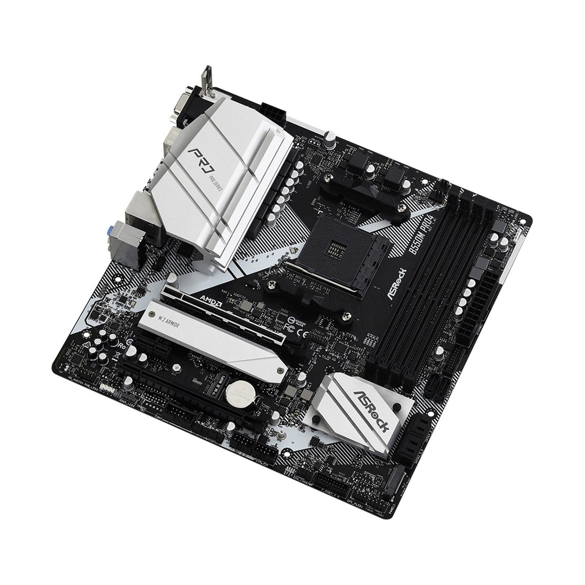 ASRock B550M Pro4 AMD AM4 Socket Motherboard, Micro-ATX, 4x DDR4 Slots, 2x M.2 Sockets, GbE LAN, 1x D-Sub / 1x DisplayPort / 1x HDMI Port