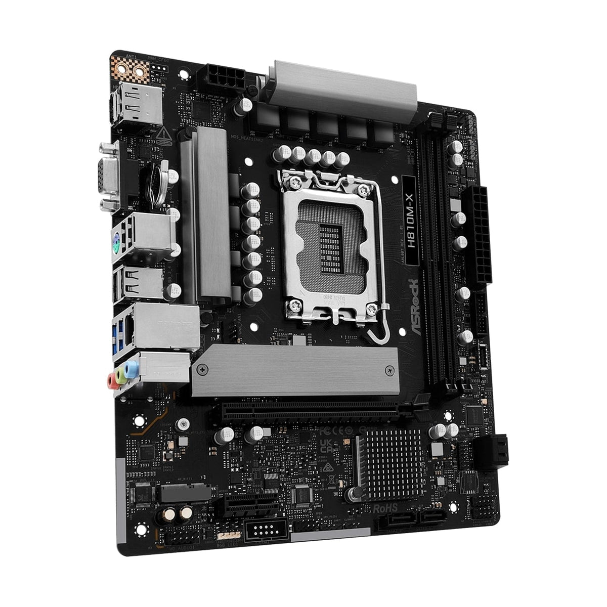 ASRock H810M-X Intel Socket 1851 Motherboard, 2x DDR5 DIMM Slots, 1x M.2 Socket, 2.5G LAN, 1x HDMI Port / 1x DisplayPort