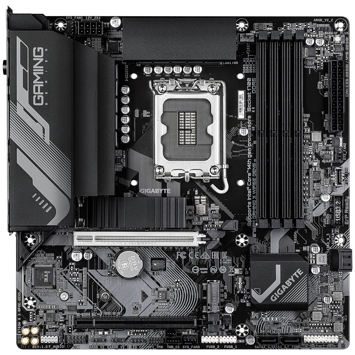 Gigabyte B760M GAMING X WIFI6E GEN 5 INTEL Socket Motherboard, Micro-ATX, 4x DDR5 Slots, 2x M.2 Socket, 2.5GbE LAN, Wi-Fi 6E, 1x HDMI Port / 1x Display Port