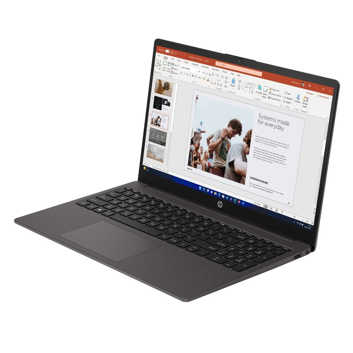 HP 255 G10 B39RBAT#ABU Laptop, 15.6 Inch Full HD 1080p Screen, AMD Ryzen 3 7330U, 8GB RAM, 256GB SSD, AMD Radeon, Windows 11 Home