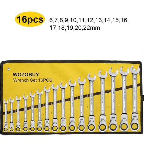 16pcs Ratcheting Combination Wrench Set 6-23mm