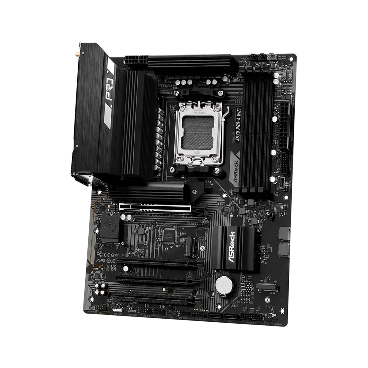 ASRock X870 Pro-A WiFi AMD AM5 Socket Motherboard, 4 x DDR5 Slots, 3x M.2 Socket, 2.5GbE LAN, Wi-Fi 7, 1x HDMI Port / 2x USB-C (USB4)
