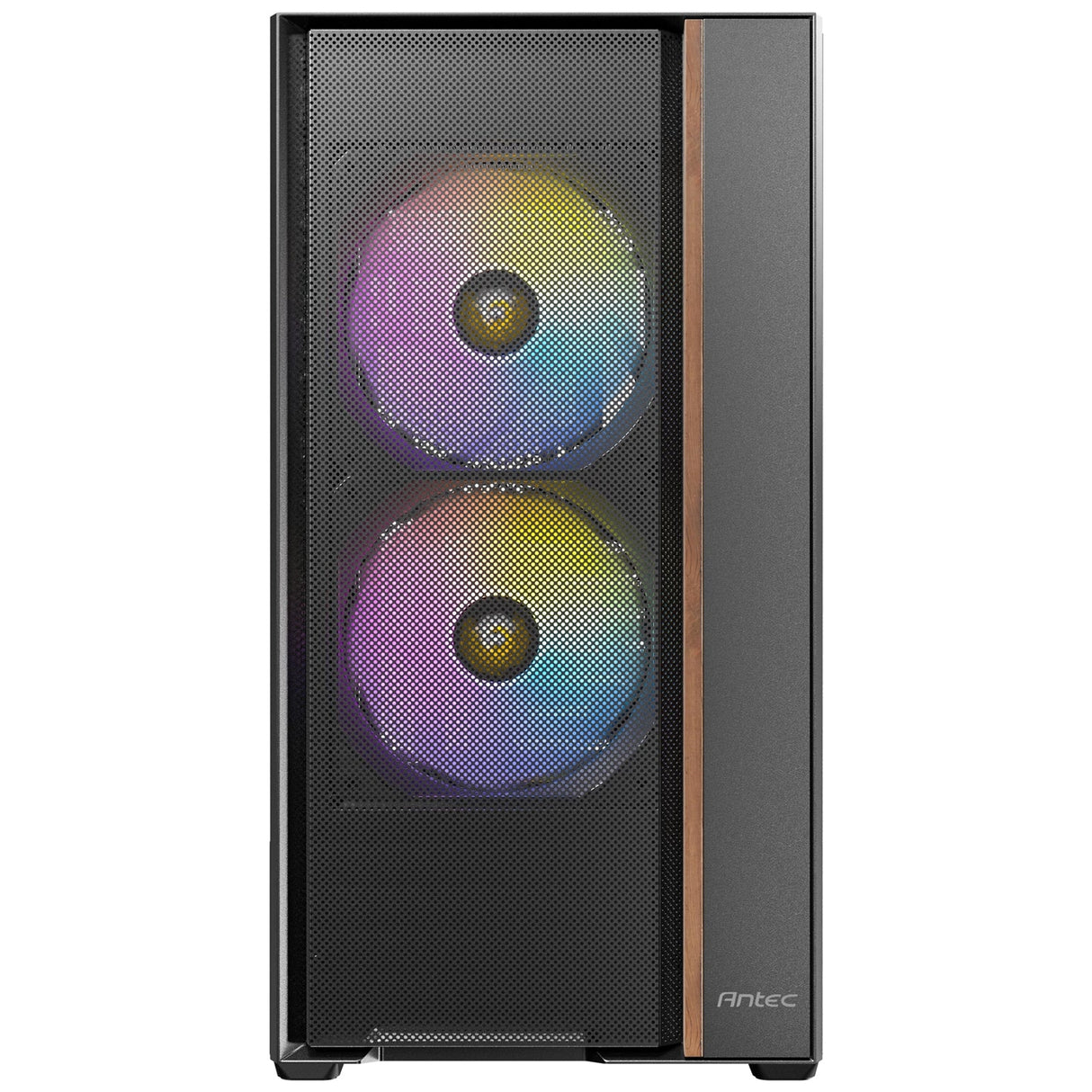 Antec FLUX Rear Mid Tower PC Case - Tempered Glass, Steel/Plastic/Wood, 5 PWM Fans, USB-C, ATX/Micro-ATX/ITX Compatibility