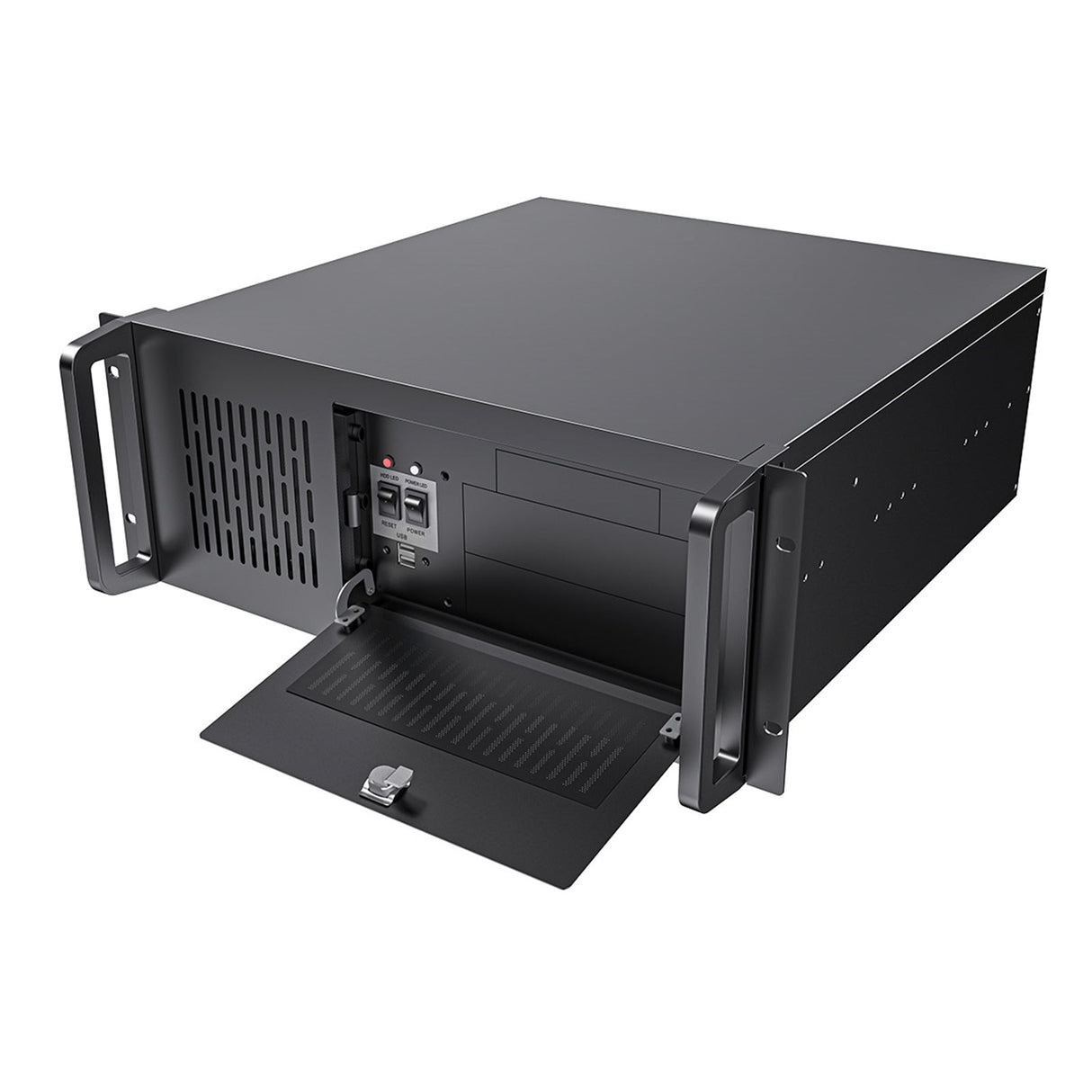 CiT 4U Rackmount Server Case 500mm, Heavy-Duty Industrial Chassis with Lockable Front Door, Supports ATX/mATX, 8x Internal HDD Bays for Massive Storage, Black