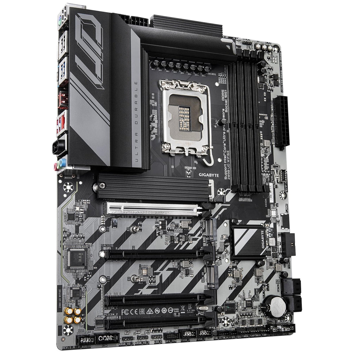 Gigabyte Z890 UD WIFI6E Ultra Durable Intel 1851 Socket Motherboard, ATX, 4x DDR5 Slots, 3x M.2 Sockets, 2.5GbE LAN, Wi-Fi 6E, 1x DisplayPort / 1x USB-C (USB4)