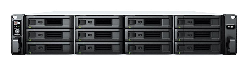 Synology 192TB, 2U, AMD Ryzen V1780B, 8GB DDR4 ECC UDIMM, 12x 2.5"/3.5" SATA, RJ-45, USB 3.2 Gen1