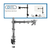 piXL Desk-Mounted Fully-Adjustable Single Monitor Arm for Screens up to 32 inch with VESA Mount & Built-In Cable Management